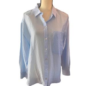 NWT - New Day Women's Button Front Shirt Size Large Long Sleeve Blue